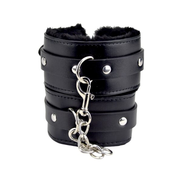 N11932 bound to please furry plush wrist cuffs black 4.jpg