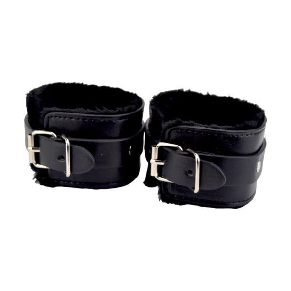 N11932 bound to please furry plush wrist cuffs black 5.jpg