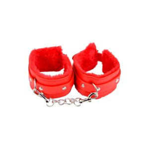 N11933 bound to please furry plush wrist cuffs red 2.jpg