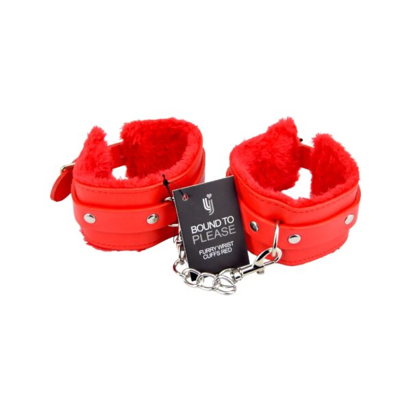 N11933 bound to please furry plush wrist cuffs red 4.jpg