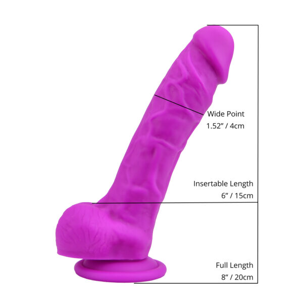 N12032 loving joy 8 inch realistic silicone dildo with suction cup and balls purple SIZE.jpg