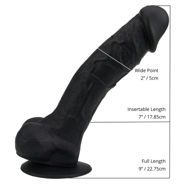 N12035 loving joy 9 inch realistic silicone dildo with suction cup and balls black SIZE.jpg