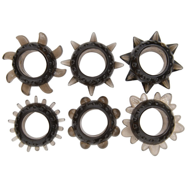 N12316-Loving-Joy-textured-cock-ring-set-6-pack_side-View.jpg N12316 Loving Joy textured cock ring set 6 pack side View.jpg