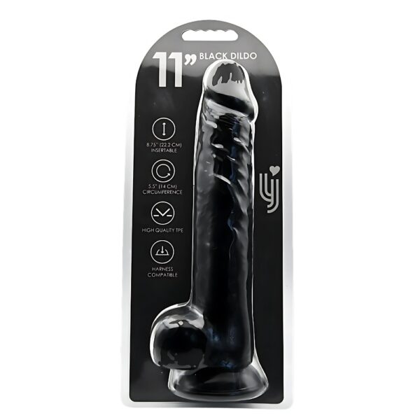 N12631 loving joy 11 inch dildo with balls black 4.jpg