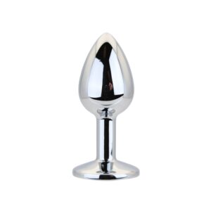 N12814 toosh silver metal butt plug small clear stone.jpg