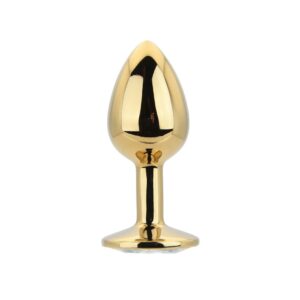 N12817 toosh gold metal butt plug small clear stone 1.jpg