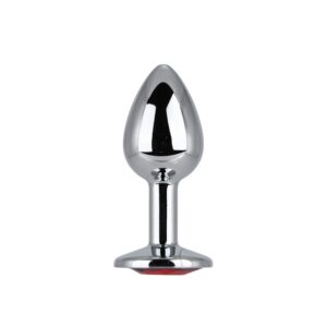 N12820 toosh silver metal butt plug small red stone 1.jpg