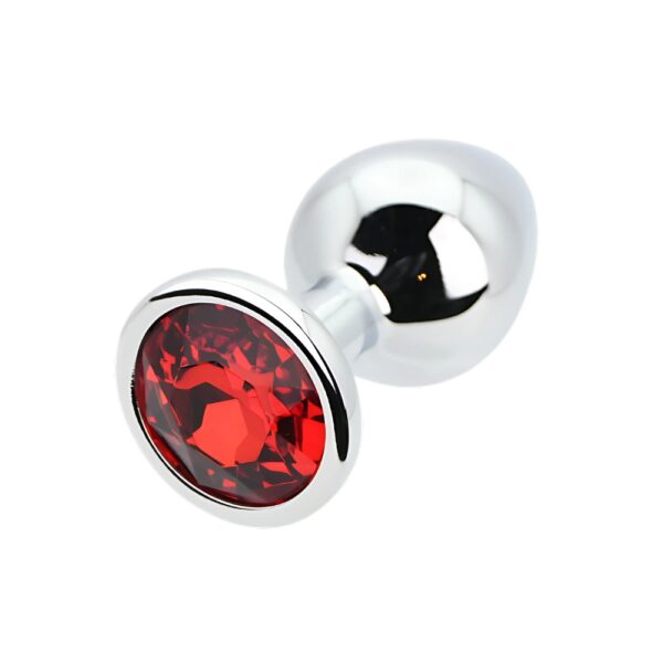 Toosh Silver Metal Butt Plug Medium Red Stone Toosh Silver Metal Butt Plug Medium Red Stone