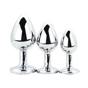 N12838 toosh metal butt plug silver set of 3 clear stone.jpg