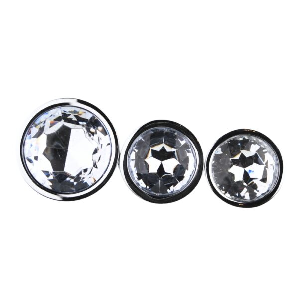 N12838 toosh metal butt plug silver set of 3 clear stone jewel.jpg