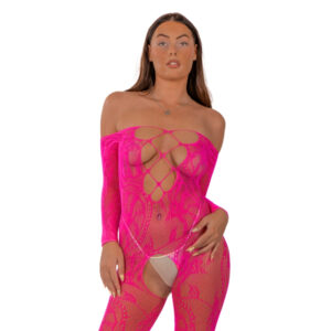 N12917-lace-by-lj-lace-up-front-crotchless-bodystocking-fushia.jpg N12917 lace by lj lace up front crotchless bodystocking fushia.jpg