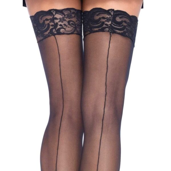 Leg Avenue Sheer Stockings With Backseam-Black Leg Avenue Sheer Stockings With Backseam Black