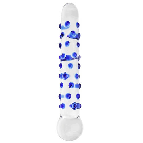 N11034 spectrum nubby textured glass dildo 1.jpg