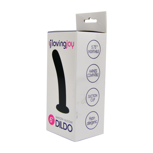 N11511 loving joy smooth silicone dildo 6 inch pkg 1.jpg
