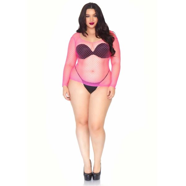 N12607 leg avenue long sleeved industrial net top neon pink ps 2.jpg