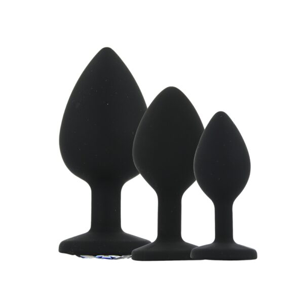 Toosh silicone butt plug black set of 3 clear stone 1.jpg