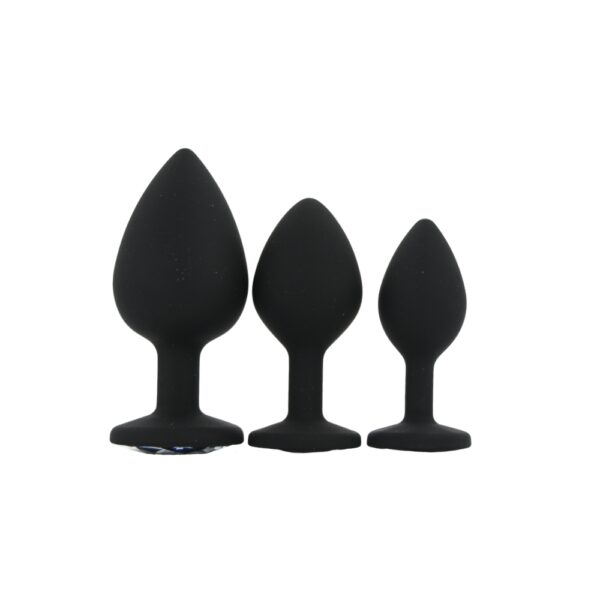 Toosh silicone butt plug black set of 3 clear stone.jpg