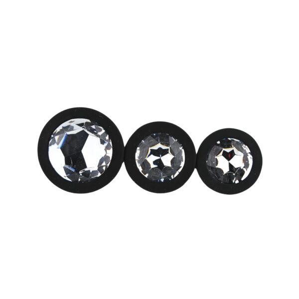 Toosh silicone butt plug black set of 3 clear stone jewel.jpg