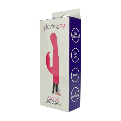 Loving Joy 10 Function Slim Silicone Rabbit Vibrator Pink Loving Joy 10 Function Slim Silicone Rabbit Vibrator Pink