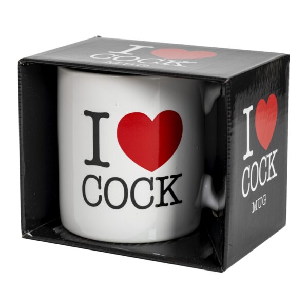 White I Love Cock Mug - Image 2